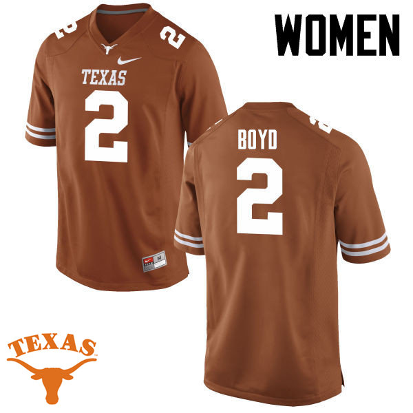 Women #2 Kris Boyd Texas Longhorns College Football Jerseys-Tex Orange